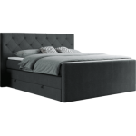 Łóżko kontynentalne KING VELEN 200x200 - H4 - ciemnoszary, struktura