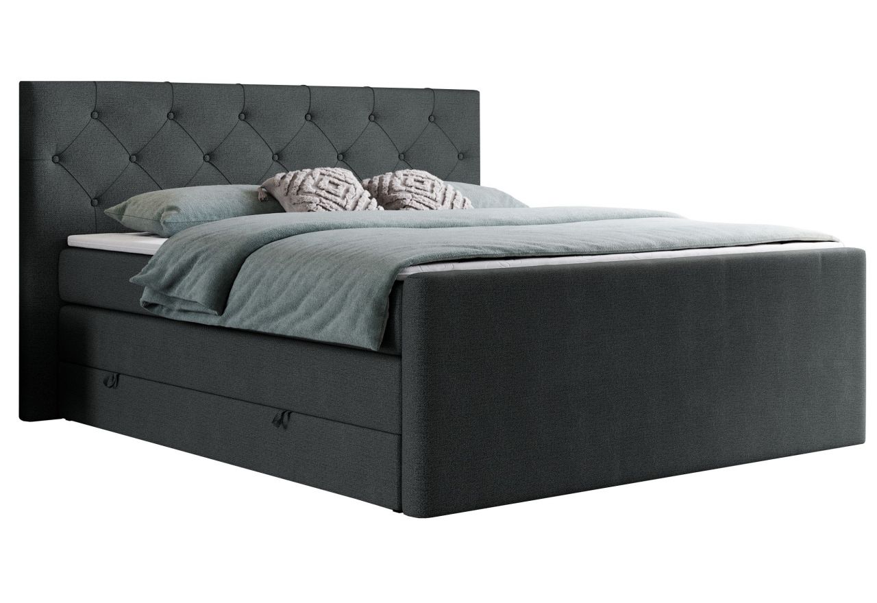 Łóżko kontynentalne KING VELEN 200x200 - H4 - ciemnoszary, struktura