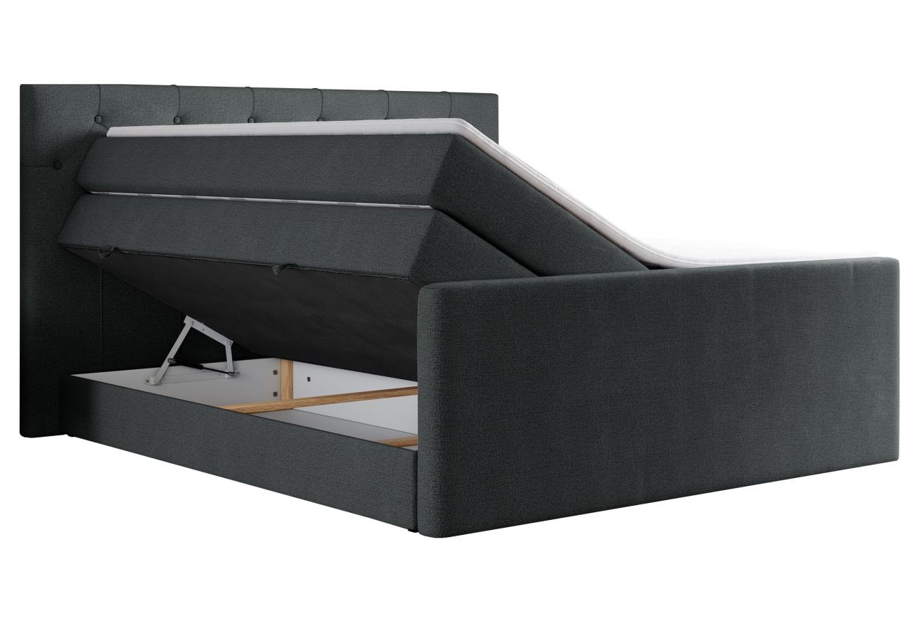 Łóżko kontynentalne KING VELEN 200x200 - H4 - ciemnoszary, struktura