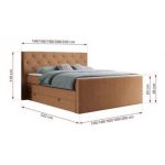 Łóżko kontynentalne KING VELEN 120x200 - H4 - pomarańczowy, struktura