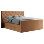 Łóżko kontynentalne KING VELEN 200x200 - H4 - pomarańczowy, struktura