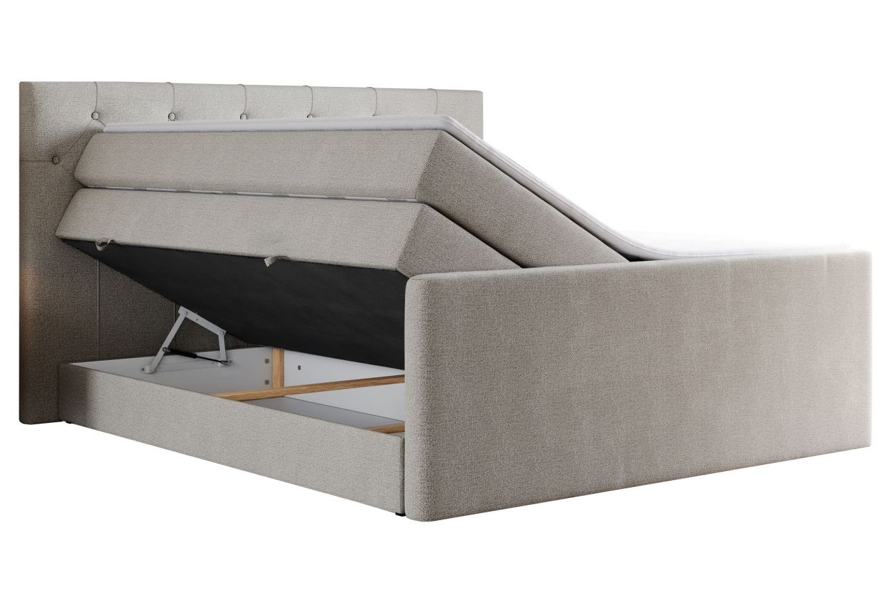 Łóżko kontynentalne KING VELEN 140x200 - H4 - beżowy, struktura