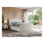 Łóżko kontynentalne KING VELEN 180x200 - H4 - beżowy, welwet