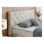 Łóżko kontynentalne KING VELEN 200x200 - H4 - beżowy, welwet