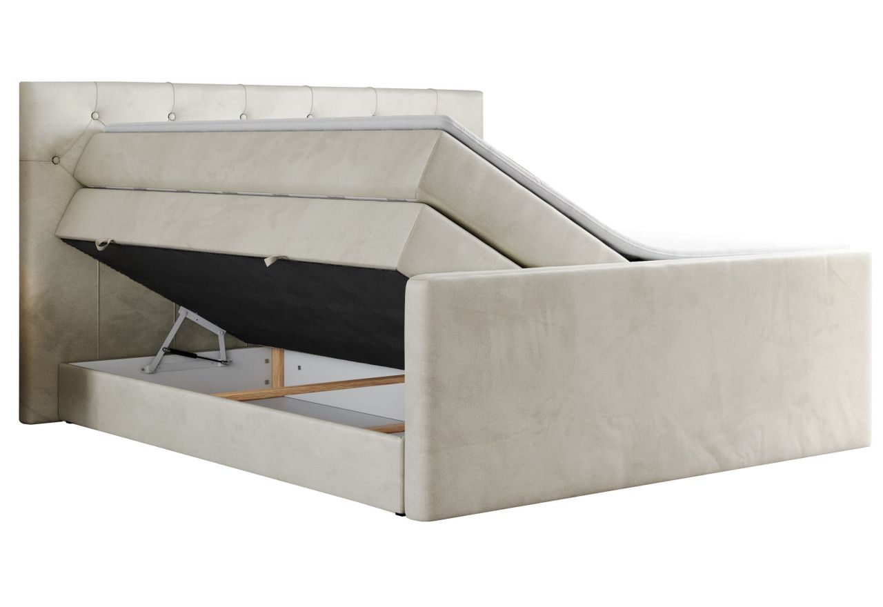 Łóżko kontynentalne KING VELEN 200x200 - H4 - beżowy, welwet