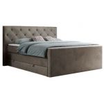 Łóżko kontynentalne KING VELEN 140x200 - H4 - brązowy, welwet