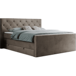 Łóżko kontynentalne KING VELEN 160x200 - H4 - brązowy, welwet