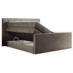 Łóżko kontynentalne KING VELEN 200x200 - H4 - brązowy, welwet