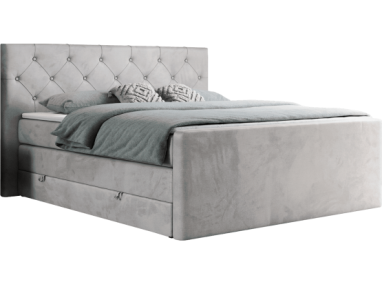 Łóżko kontynentalne KING VELEN 120x200 - H4 - jasnoszary, welwet