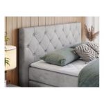 Łóżko kontynentalne KING VELEN 140x200 - H4 - jasnoszary, welwet