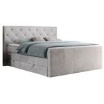 Łóżko kontynentalne KING VELEN 140x200 - H4 - jasnoszary, welwet