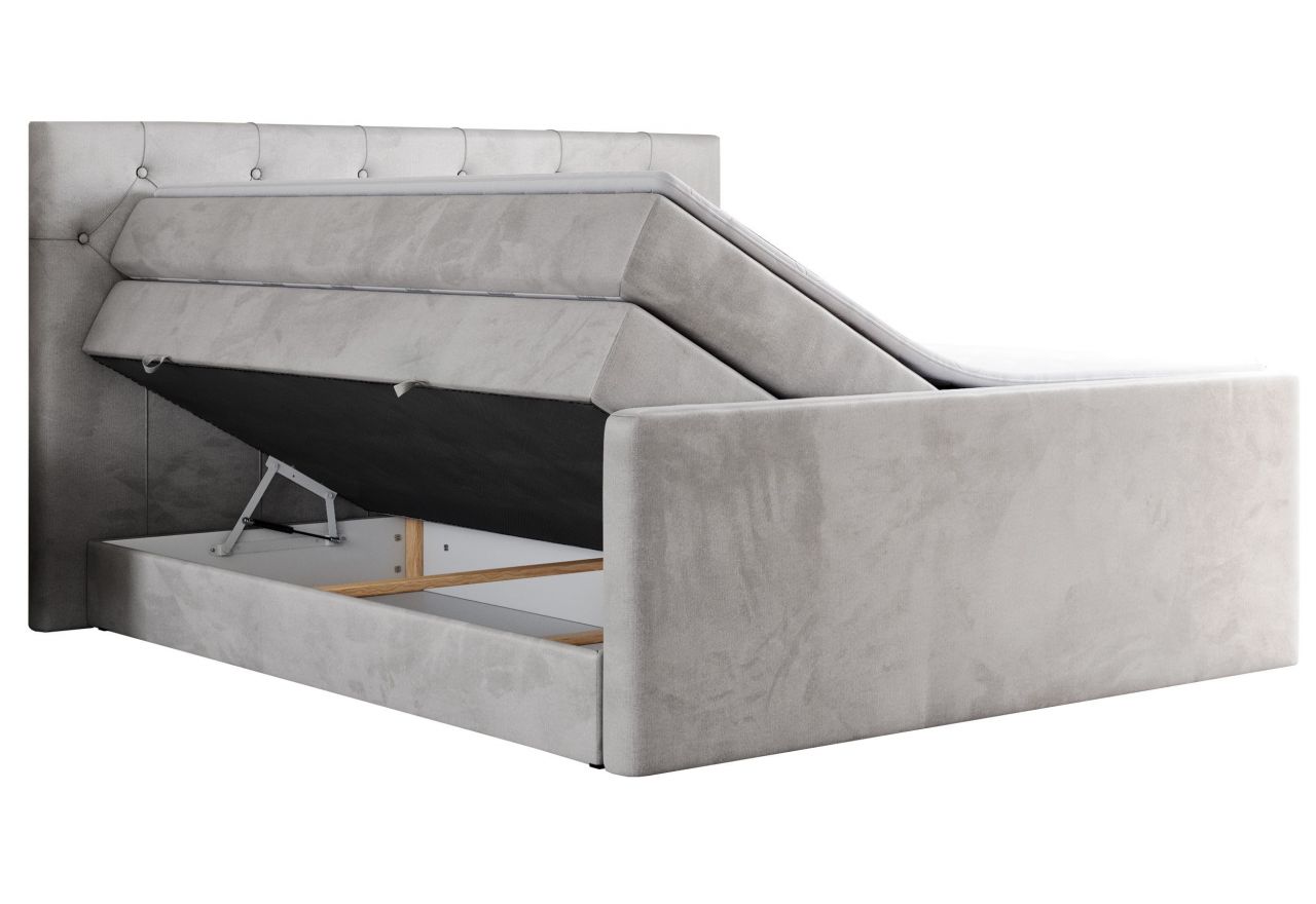 Łóżko kontynentalne KING VELEN 160x200 - H4 - jasnoszary, welwet