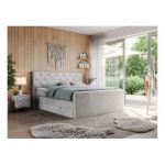 Łóżko kontynentalne KING VELEN 200x200 - H4 - jasnoszary, welwet