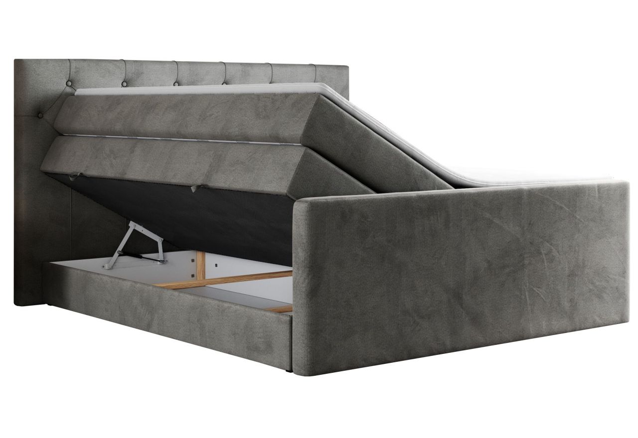 Łóżko kontynentalne KING VELEN 140x200 - H4 - ciemnoszary, welwet