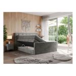 Łóżko kontynentalne KING VELEN 160x200 - H4 - ciemnoszary, welwet