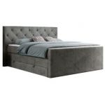 Łóżko kontynentalne KING VELEN 200x200 - H4 - ciemnoszary, welwet