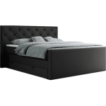 Łóżko kontynentalne KING VELEN 120x200 - H4 - czarny, ekoskóra