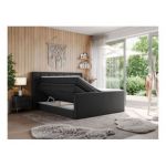 Łóżko kontynentalne KING VELEN 160x200 - H4 - czarny, ekoskóra