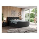 Łóżko kontynentalne KING VELEN 180x200 - H4 - czarny, ekoskóra