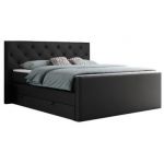 Łóżko kontynentalne KING VELEN 200x200 - H4 - czarny, ekoskóra