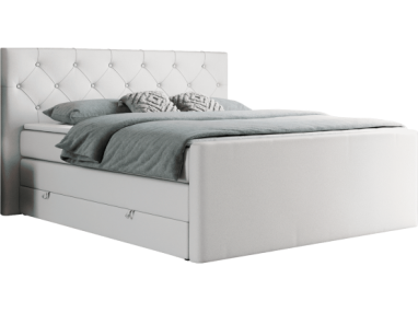 Łóżko kontynentalne KING VELEN 120x200 - H4 - biały, ekoskóra