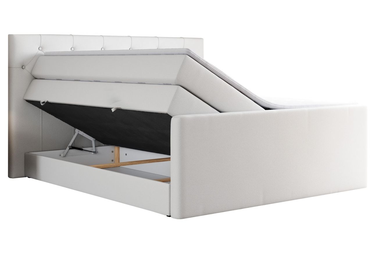 Łóżko kontynentalne KING VELEN 120x200 - H4 - biały, ekoskóra