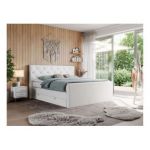 Łóżko kontynentalne KING VELEN 180x200 - H4 - biały, ekoskóra