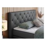 Łóżko kontynentalne KING VELEN 120x200 - H4 - ciemnoszary, ekoskóra