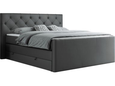 Łóżko kontynentalne KING VELEN 160x200 - H4 - ciemnoszary, ekoskóra