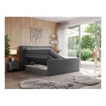 Łóżko kontynentalne KING VELEN 180x200 - H4 - ciemnoszary, ekoskóra