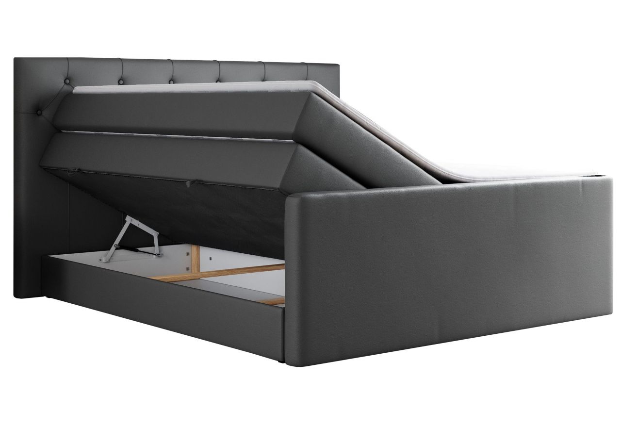 Łóżko kontynentalne KING VELEN 180x200 - H4 - ciemnoszary, ekoskóra