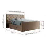 Łóżko kontynentalne KING VELEN 120x200 - H4 - brązowy, ekoskóra