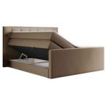 Łóżko kontynentalne KING VELEN 140x200 - H4 - brązowy, ekoskóra