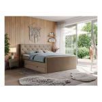 Łóżko kontynentalne KING VELEN 180x200 - H4 - brązowy, ekoskóra