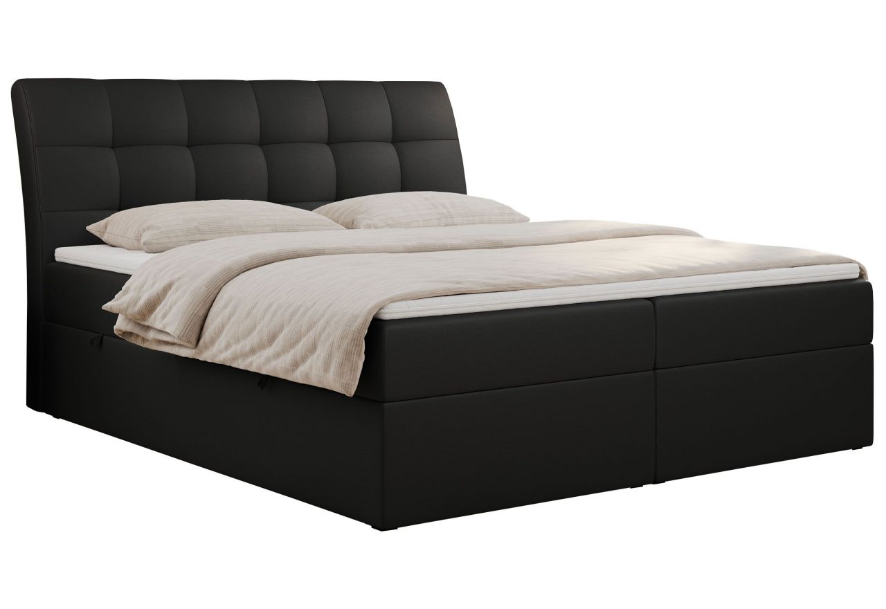 Łóżko kontynentalne DIEGOS 140x200 - H3 - czarny, ekoskóra