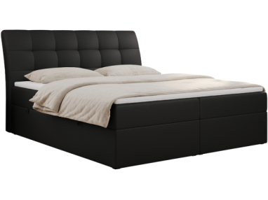 Łóżko kontynentalne DIEGOS 160x200 - H3 - czarny, ekoskóra