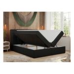 Łóżko kontynentalne DIEGOS 160x200 - H3 - czarny, ekoskóra