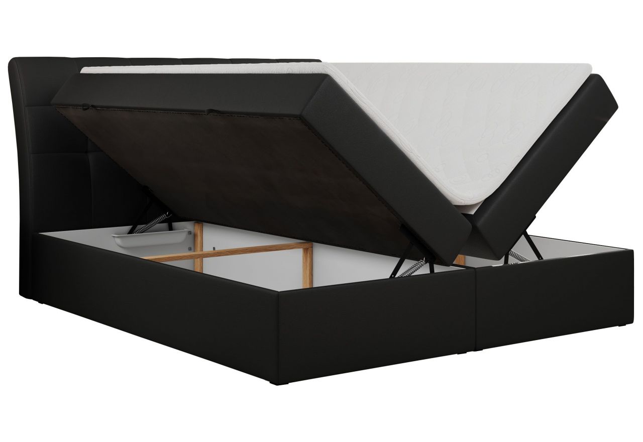 Łóżko kontynentalne DIEGOS 160x200 - H3 - czarny, ekoskóra