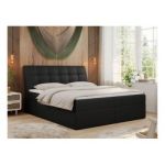 Łóżko kontynentalne DIEGOS 200x200 - H3 - czarny, ekoskóra