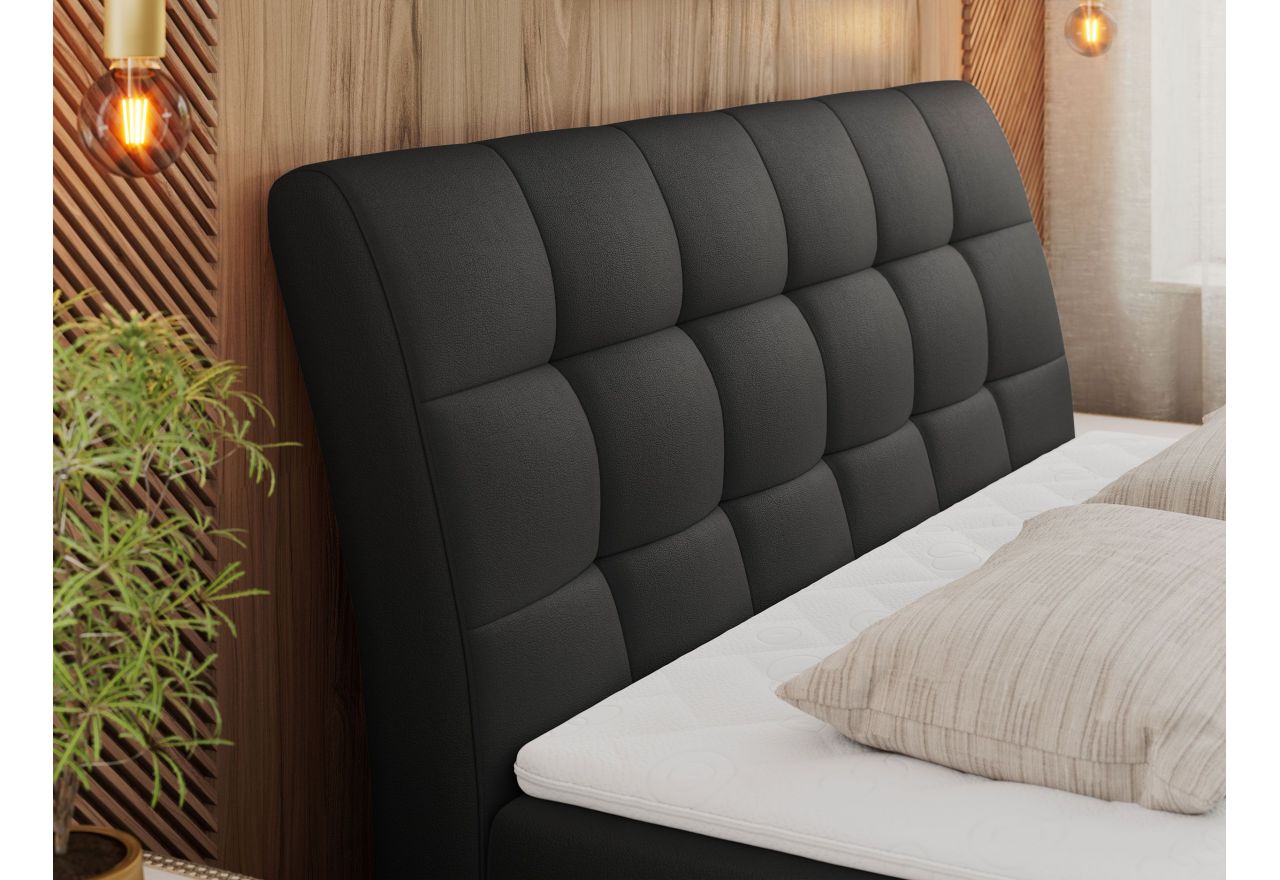 Łóżko kontynentalne DIEGOS 140x200 - H4 - czarny, ekoskóra