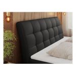 Łóżko kontynentalne DIEGOS 160x200 - H4 - czarny, ekoskóra