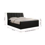 Łóżko kontynentalne DIEGOS 180x200 - H4 - czarny, ekoskóra