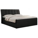 Łóżko kontynentalne DIEGOS 180x200 - H4 - czarny, ekoskóra