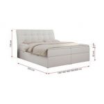 Łóżko kontynentalne DIEGOS 160x200 - H3 - biały, ekoskóra