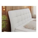 Łóżko kontynentalne DIEGOS 160x200 - H3 - biały, ekoskóra