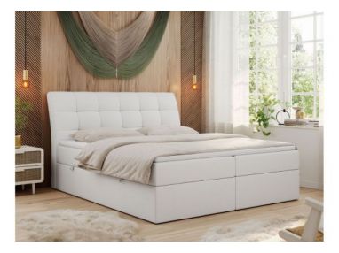 Łóżko kontynentalne DIEGOS 180x200 - H3 - biały, ekoskóra