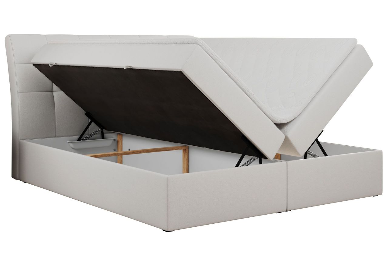 Łóżko kontynentalne DIEGOS 120x200 - H4 - biały, ekoskóra