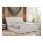 Łóżko kontynentalne DIEGOS 180x200 - H4 - biały, ekoskóra