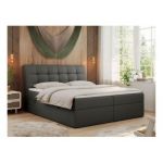 Łóżko kontynentalne DIEGOS 160x200 - H3 - szary, ekoskóra