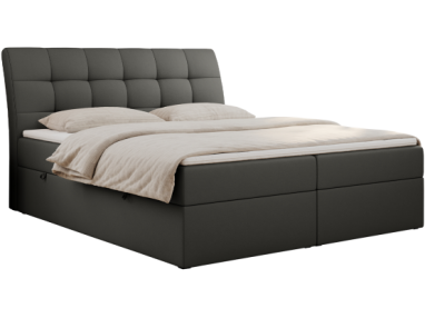 Łóżko kontynentalne DIEGOS 200x200 - H3 - szary, ekoskóra